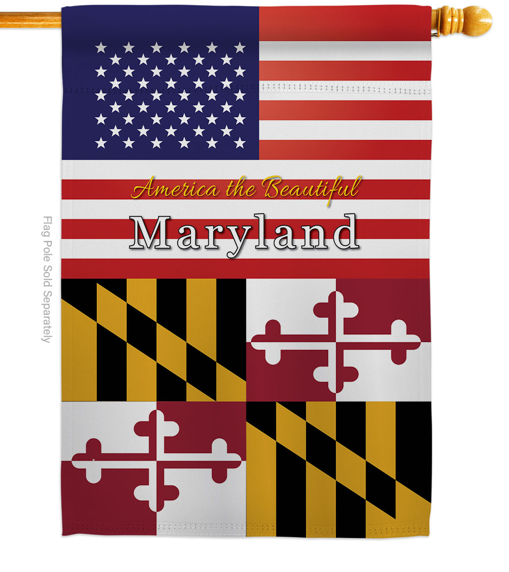 28 x 40 in. USA Maryland American State Vertical House Flag with Double-Sided Decorative Banner Garden Yard Gift
