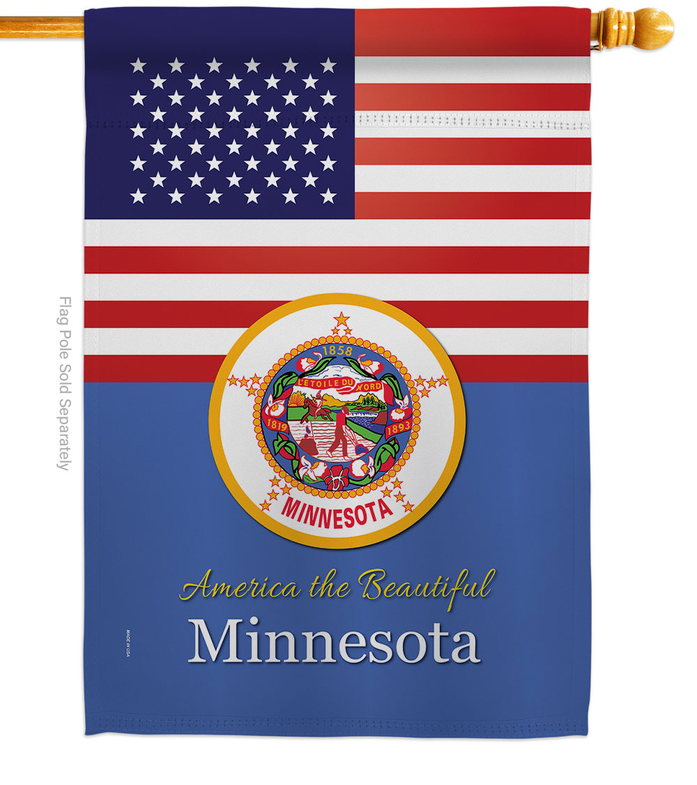 28 x 40 in. USA Minnesota American State Vertical House Flag with Double-Sided Decorative Banner Garden Yard Gift