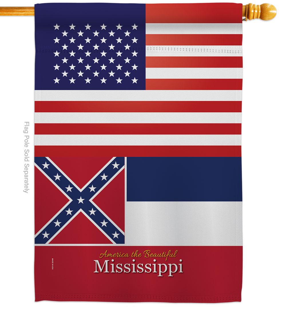 H140576-BO 28 x 40 in. USA Mississippi American State Vertical House Flag with Double-Sided Decorative Banner Garden Yard Gift