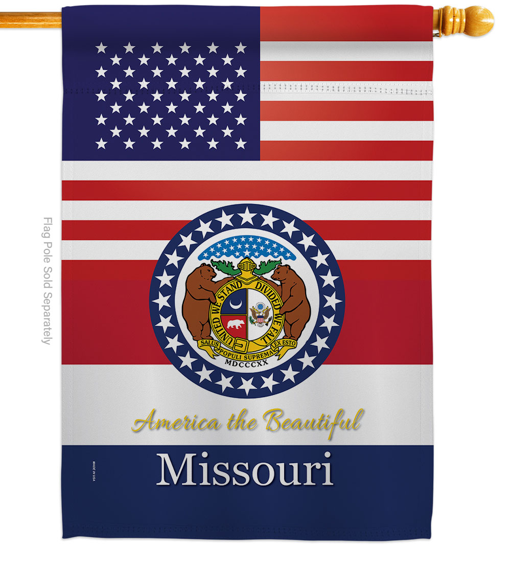 28 x 40 in. USA Missouri American State Vertical House Flag with Double-Sided Decorative Banner Garden Yard Gift