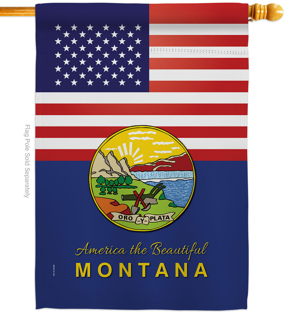 H140578-BO 28 x 40 in. USA Montana American State Vertical House Flag with Double-Sided Decorative Banner Garden Yard Gift