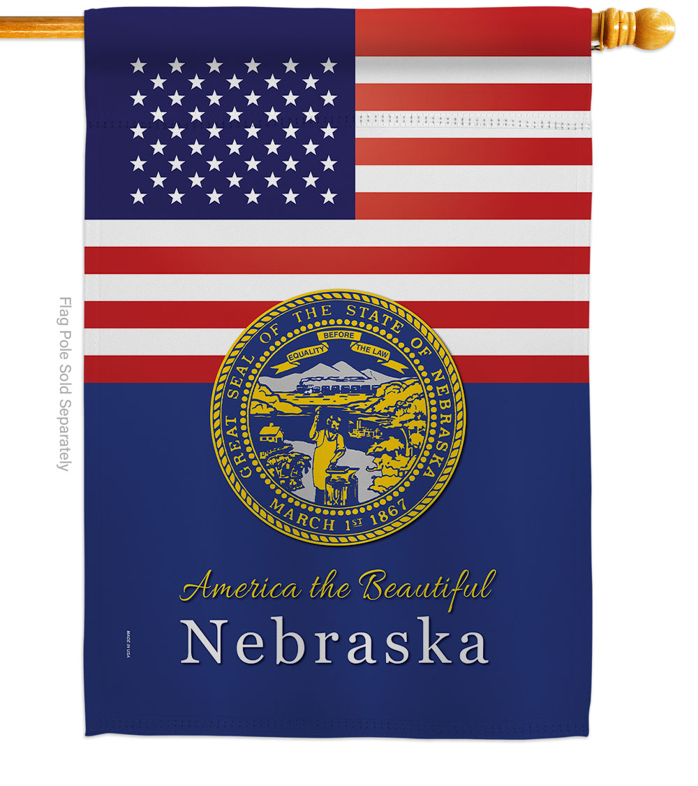 H140579-BO 28 x 40 in. USA Nebraska American State Vertical House Flag with Double-Sided Decorative Banner Garden Yard Gift