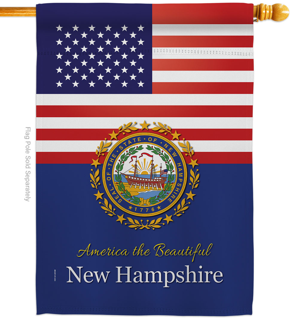 28 x 40 in. USA New Hampshire American State Vertical House Flag with Double-Sided Decorative Banner Garden Yard Gift