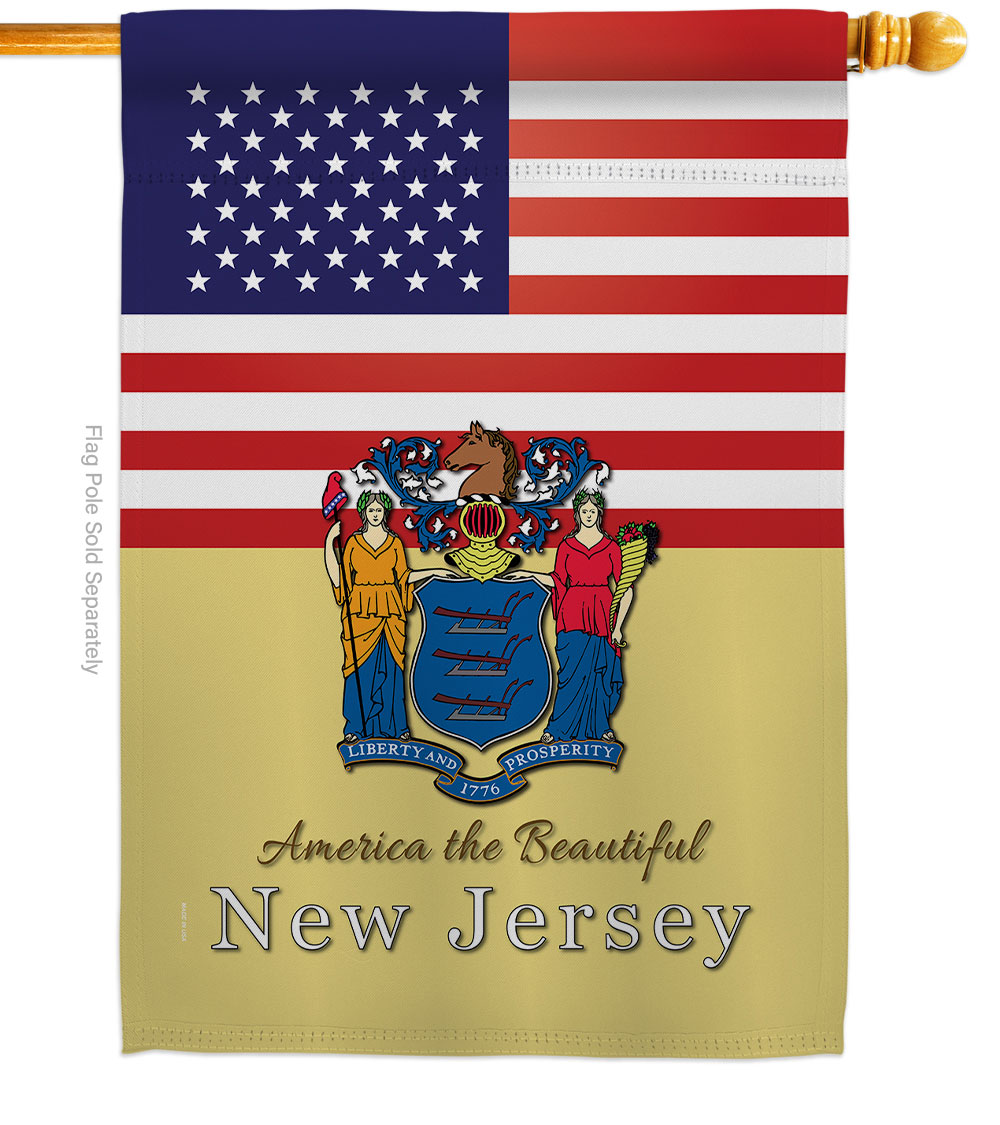 28 x 40 in. USA New Jersey American State Vertical House Flag with Double-Sided Decorative Banner Garden Yard Gift