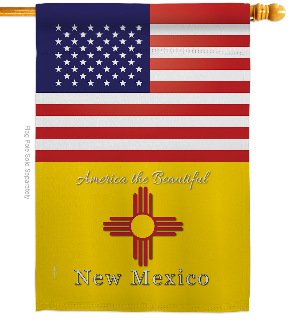 H140583-BO 28 x 40 in. USA New Mexico American State Vertical House Flag with Double-Sided Decorative Banner Garden Yard Gift