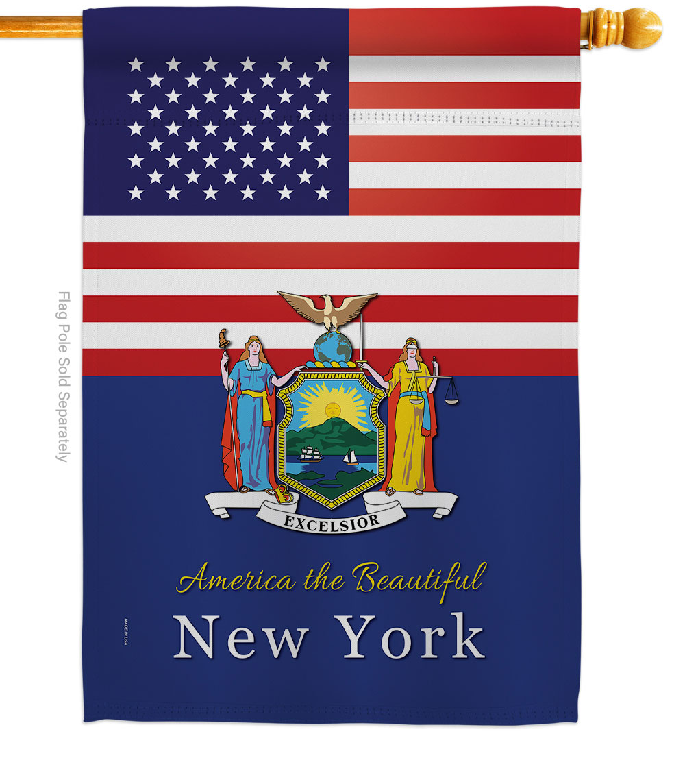 28 x 40 in. USA New York American State Vertical House Flag with Double-Sided Decorative Banner Garden Yard Gift