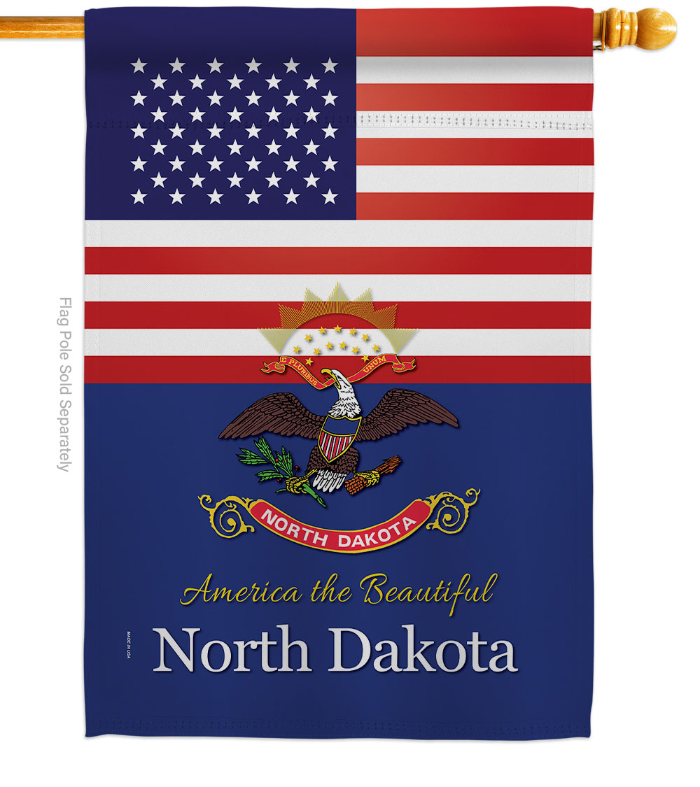 28 x 40 in. USA North Dakota American State Vertical House Flag with Double-Sided Decorative Banner Garden Yard Gift