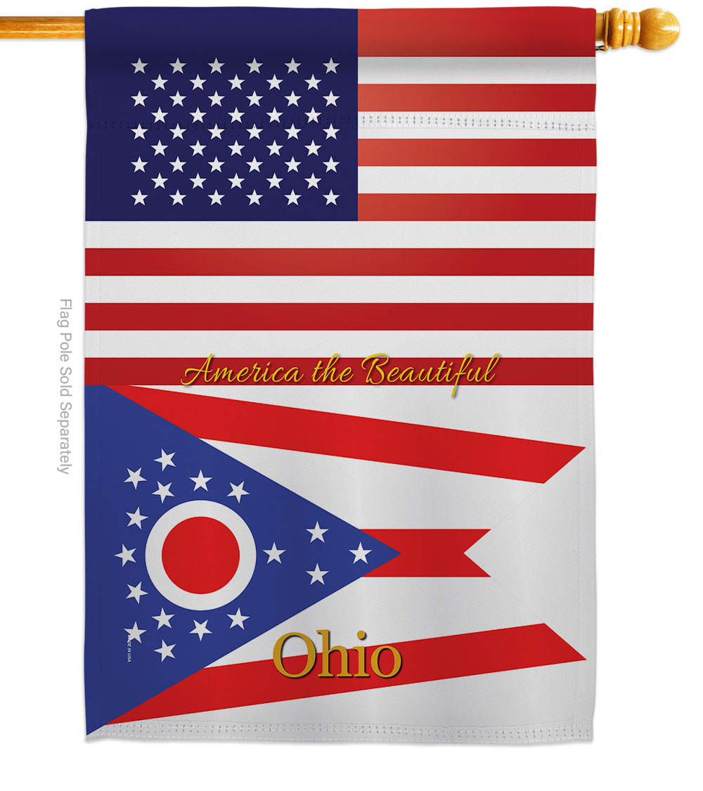H140587-BO 28 x 40 in. USA Ohio American State Vertical House Flag with Double-Sided Decorative Banner Garden Yard Gift