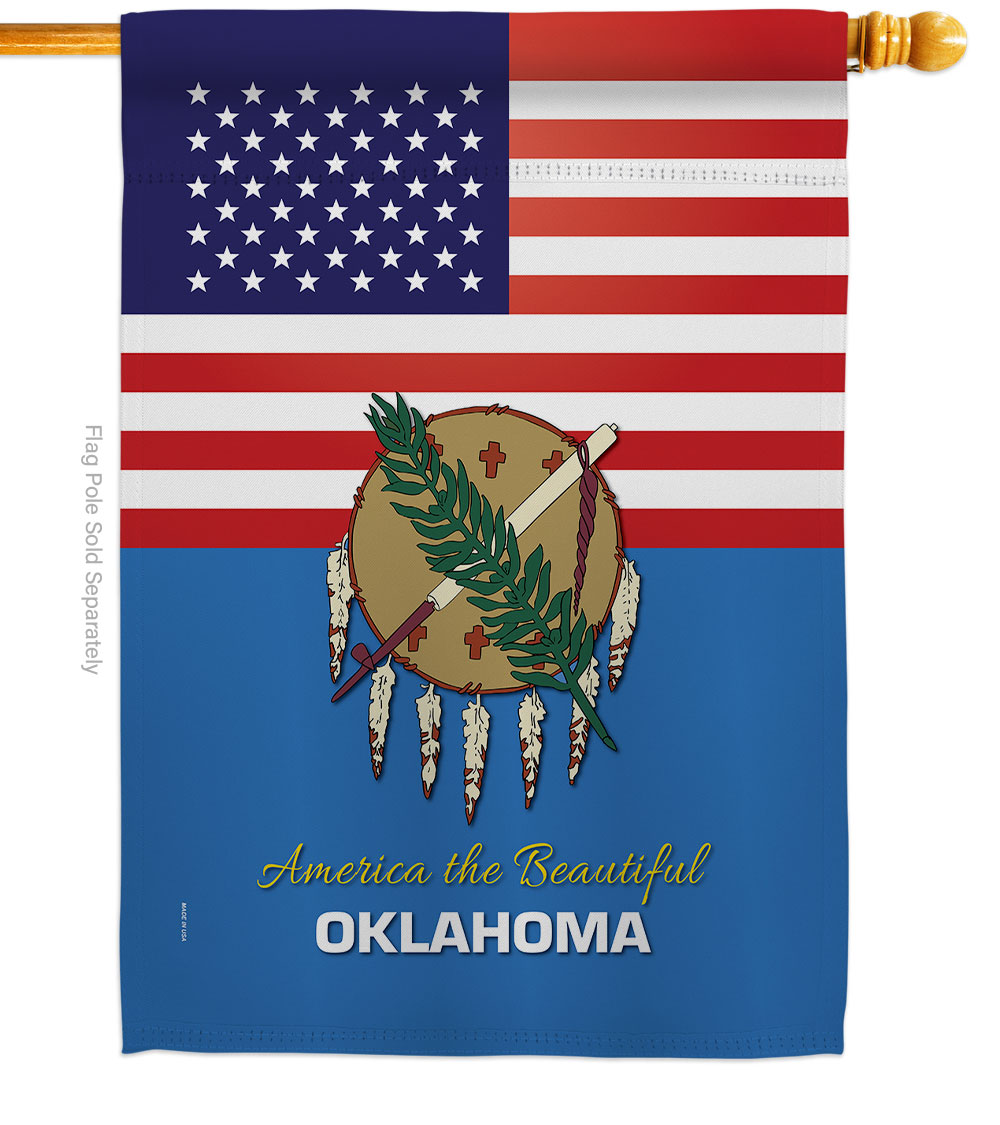H140588-BO 28 x 40 in. USA Oklahoma American State Vertical House Flag with Double-Sided Decorative Banner Garden Yard Gift