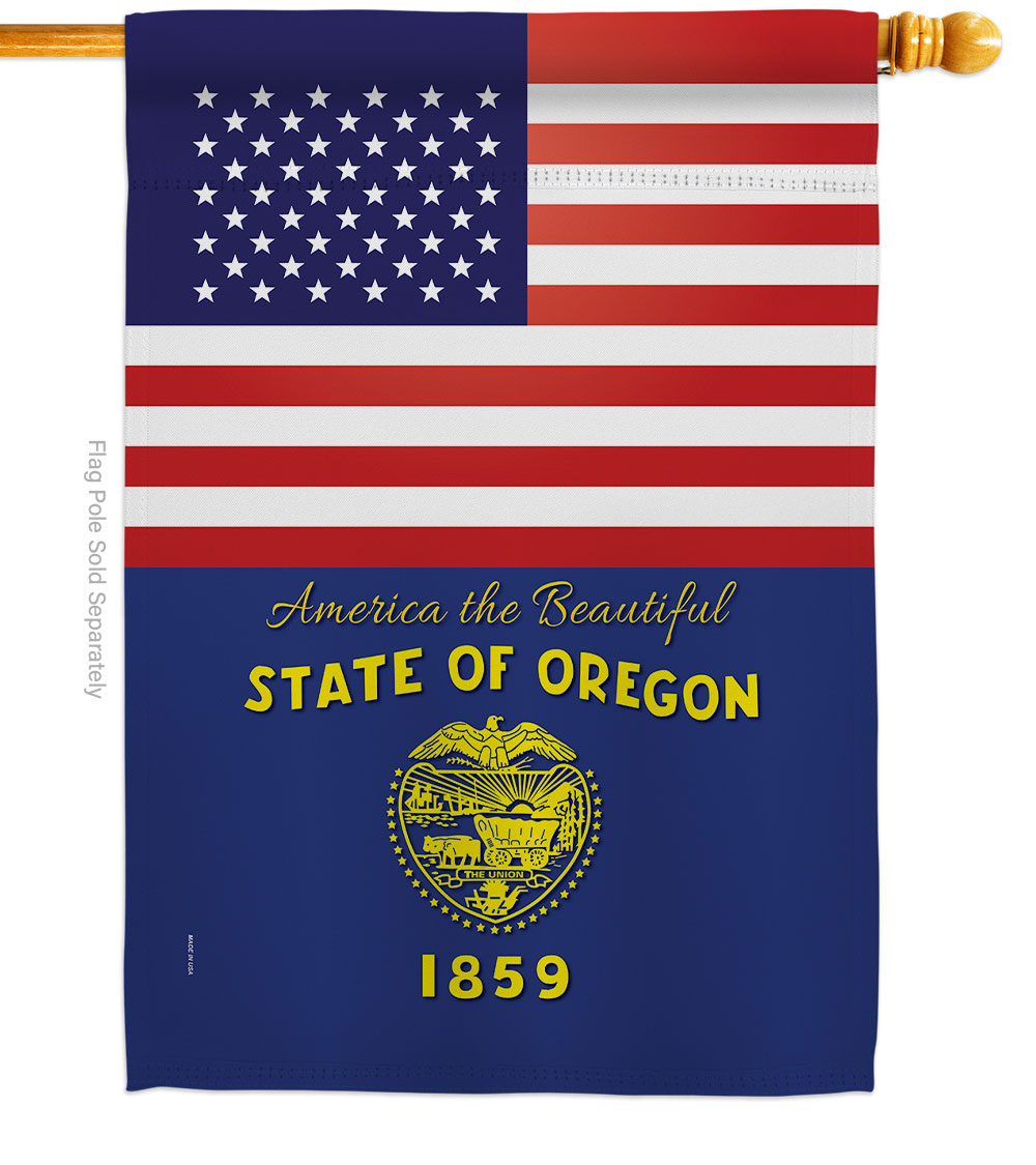 28 x 40 in. USA Oregon American State Vertical House Flag with Double-Sided Decorative Banner Garden Yard Gift