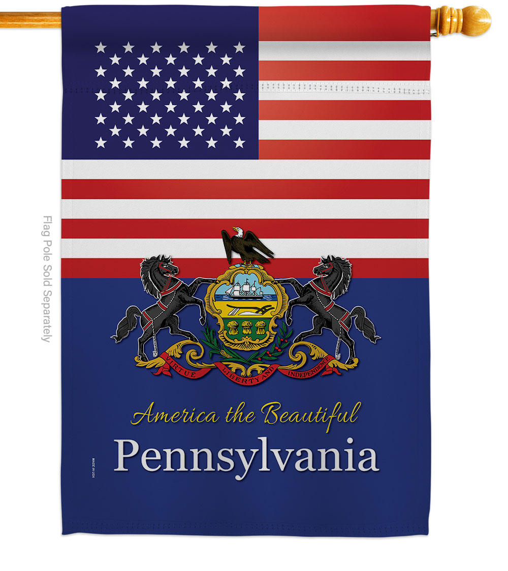 28 x 40 in. USA Pennsylvania American State Vertical House Flag with Double-Sided Decorative Banner Garden Yard Gift