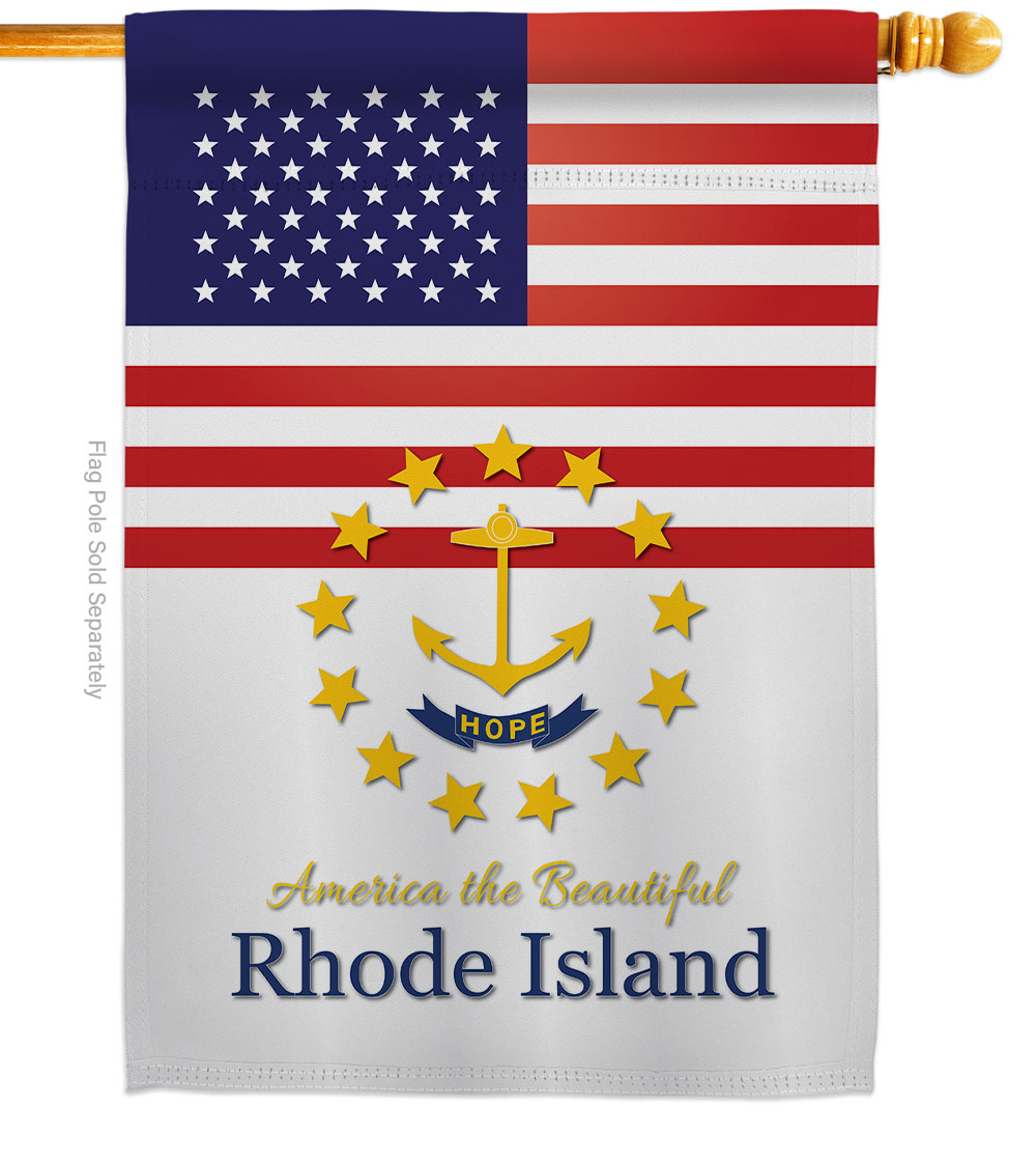 H140591-BO 28 x 40 in. USA Rhode Island American State Vertical House Flag with Double-Sided Decorative Banner Garden Yard Gift -  Americana Home & Garden