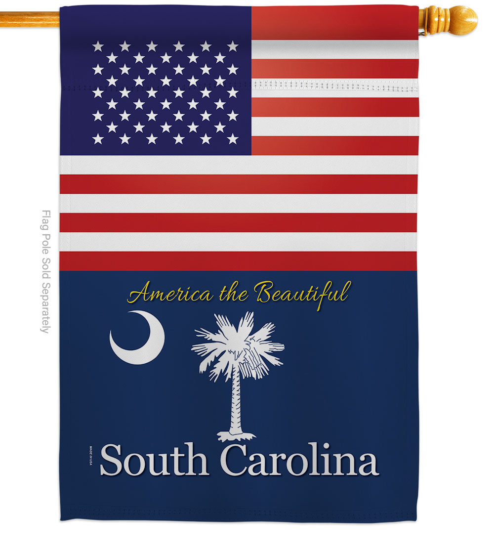 28 x 40 in. USA South Carolina American State Vertical House Flag with Double-Sided Decorative Banner Garden Yard Gift