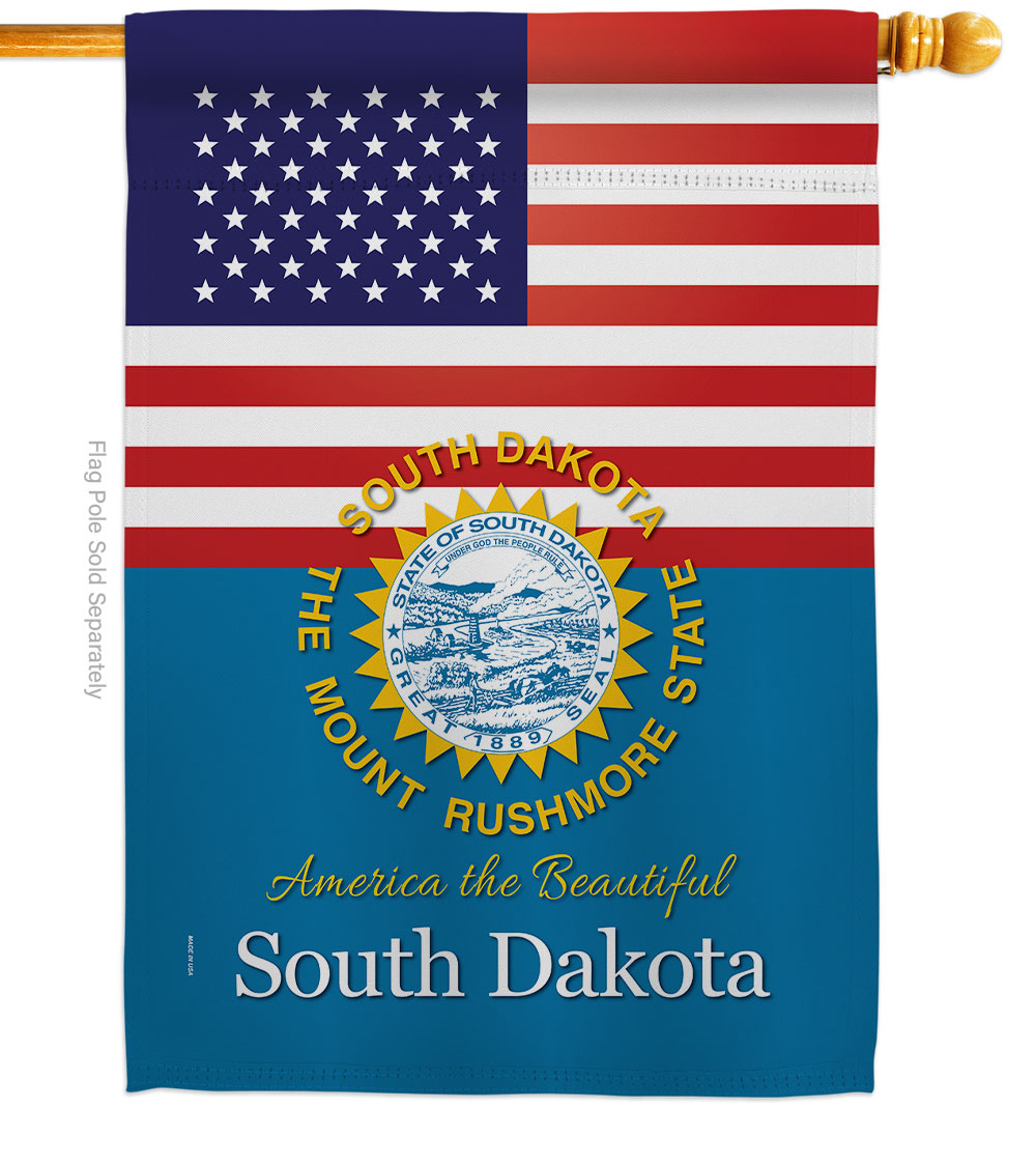 28 x 40 in. USA South Dakota American State Vertical House Flag with Double-Sided Decorative Banner Garden Yard Gift