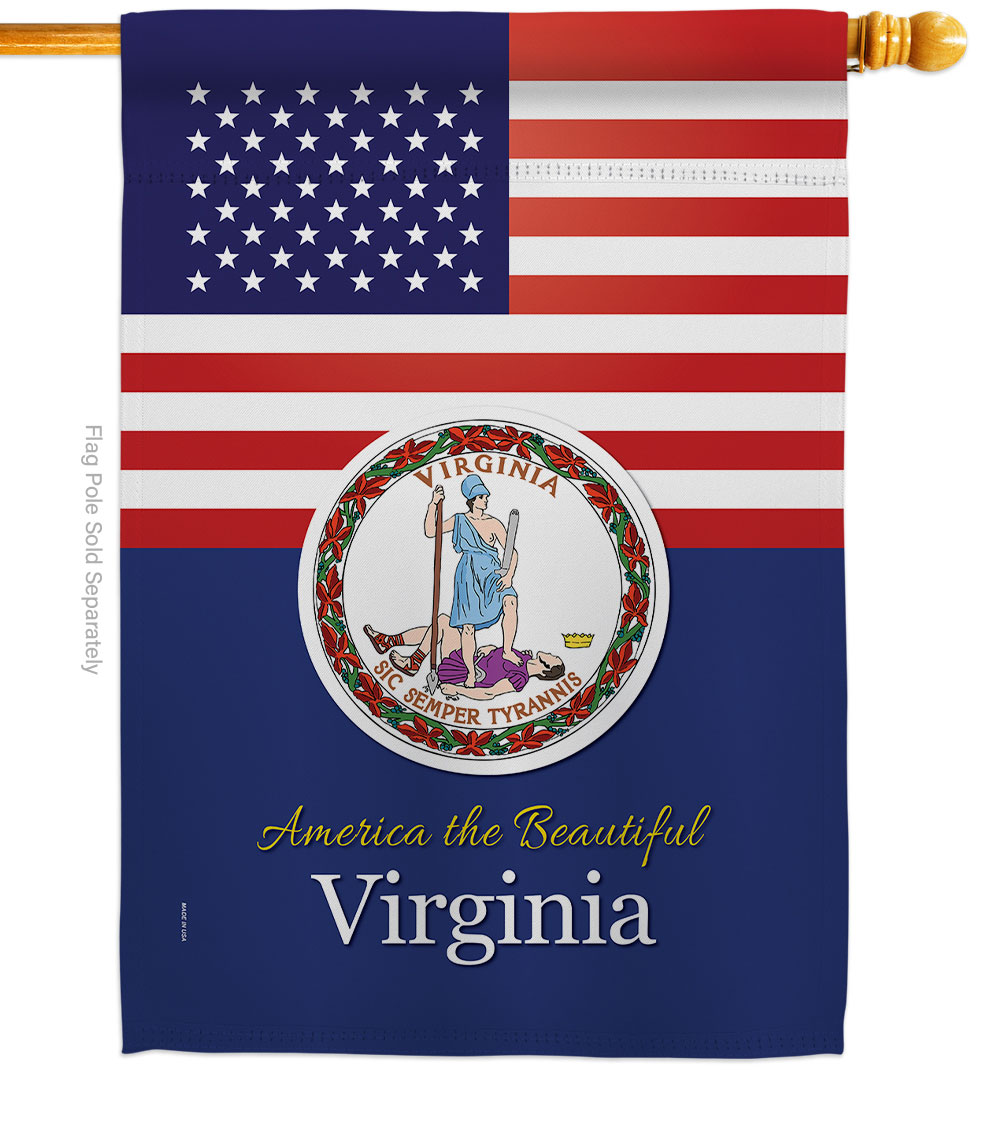 H140598-BO 28 x 40 in. USA Virginia American State Vertical House Flag with Double-Sided Decorative Banner Garden Yard Gift