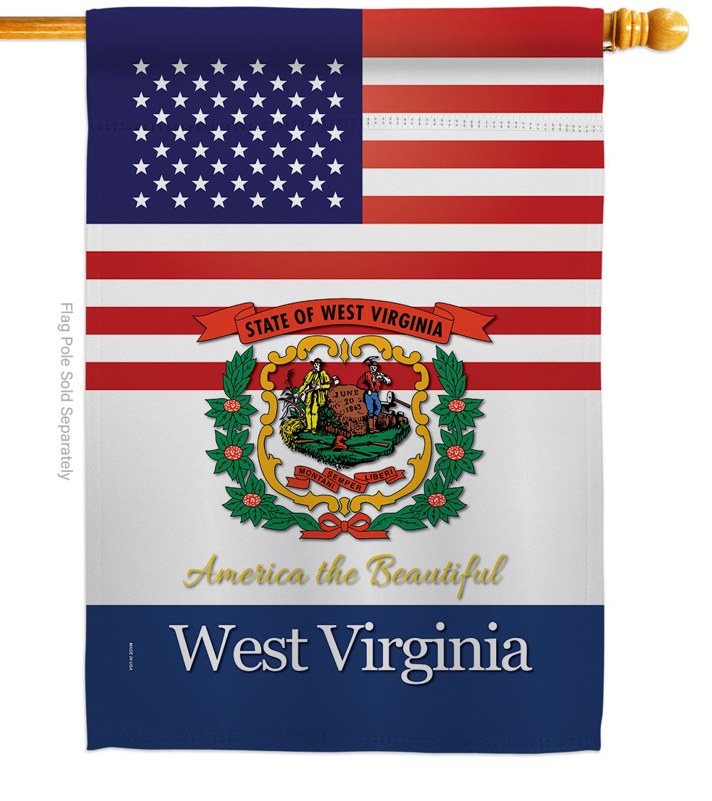 28 x 40 in. USA West Virginia American State Vertical House Flag with Double-Sided Decorative Banner Garden Yard Gift