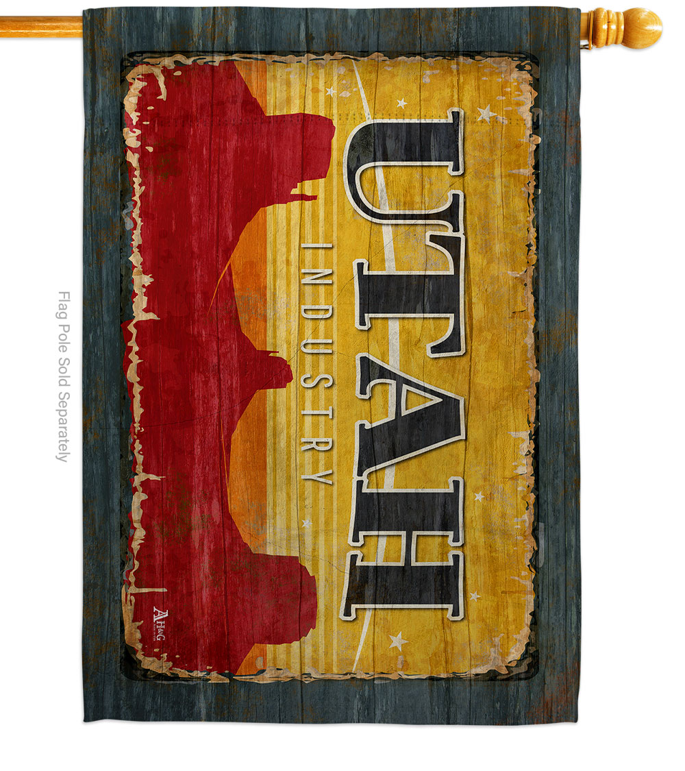 28 x 40 in. Utah Vintage American State House Flag with Double-Sided Horizontal Decoration Banner Garden Yard Gift