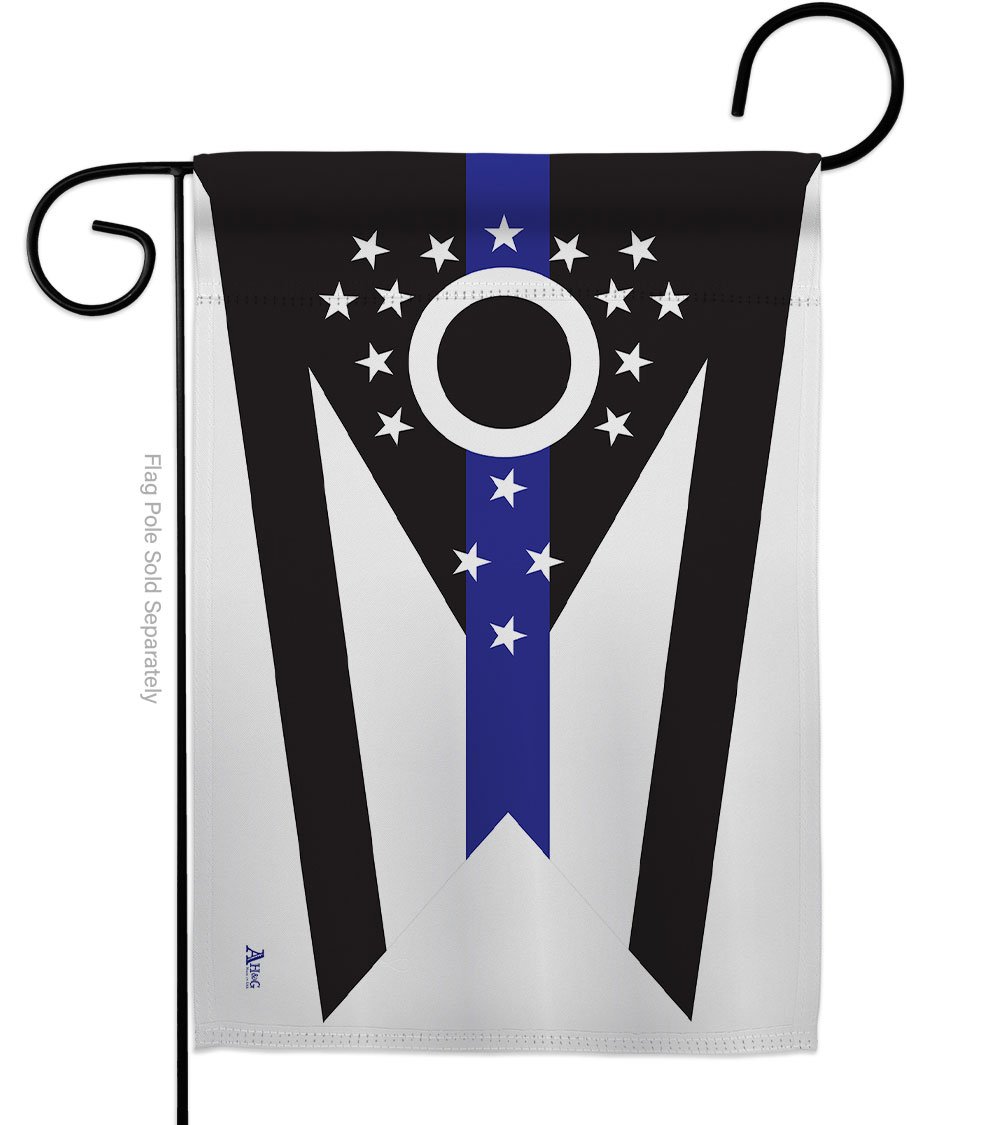 Picture of Americana Home & Garden G142887-BO 13 x 18.5 in. Ohio Think Blue Line American State Garden Flag with Double-Sided Horizontal House Decoration Banner Yard Gift