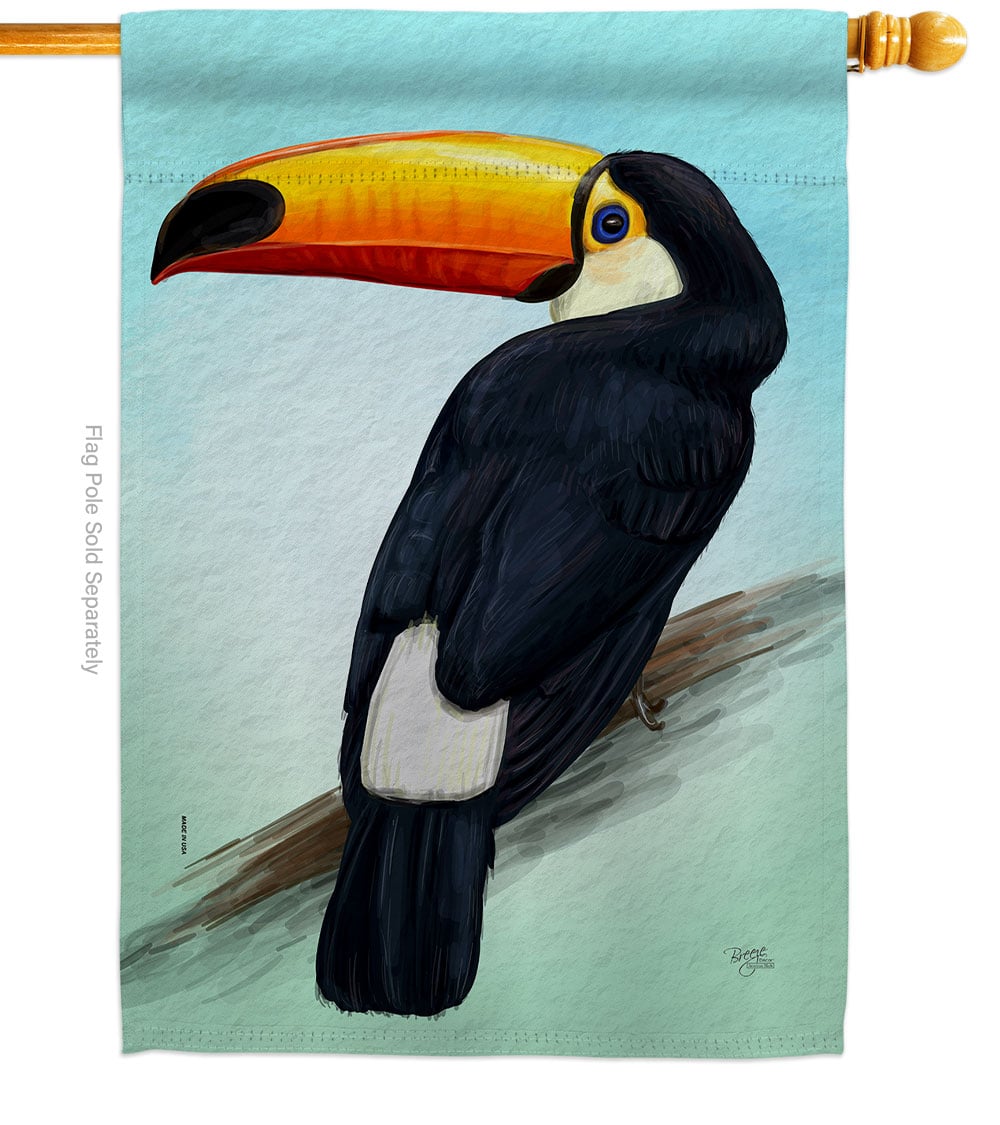 28 x 40 in. Toco Toucan Animals bird Vertical House Flag with Double-Sided Decorative Banner Garden Yard Gift