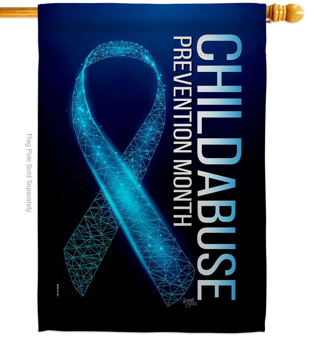 28 x 40 in. Prevention Child Abuse Support Awareness Vertical House Flag with Double-Sided Decorative Banner Garden Yard Gift