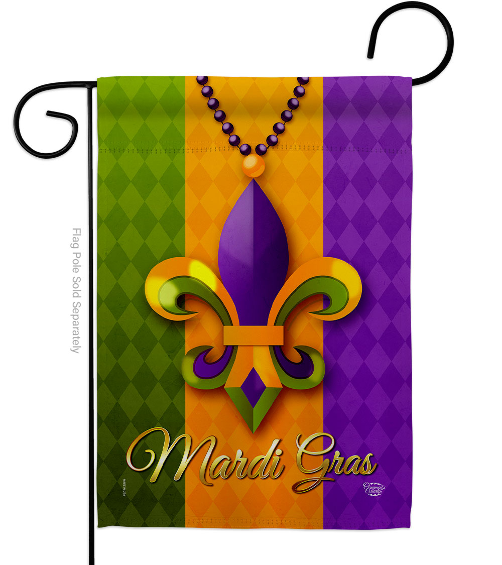 13 x 18.5 in. Mardi Gras Beeds Springtime Vertical Garden Flag with Double-Sided House Decoration Banner Yard Gift