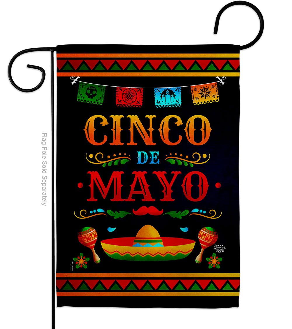 13 x 18.5 in. Party de Mayo Summertime Cinco Vertical Garden Flag with Double-Sided House Decoration Banner Yard Gift