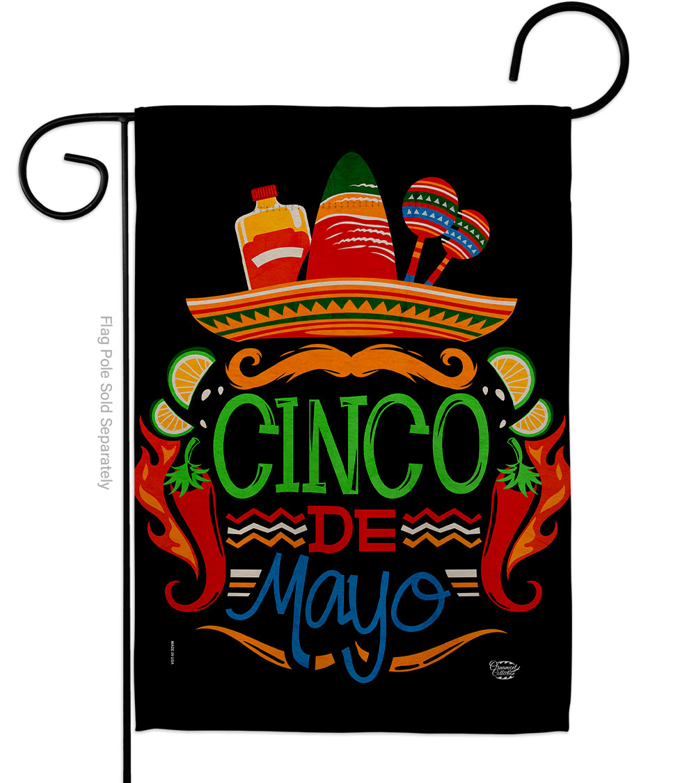 13 x 18.5 in. Viva de Mayo Summertime Cinco Vertical Garden Flag with Double-Sided House Decoration Banner Yard Gift