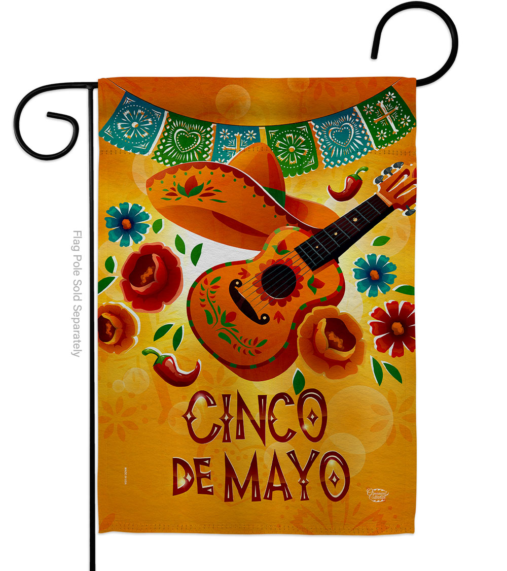 13 x 18.5 in. Dance de Mayo Summertime Cinco Vertical Garden Flag with Double-Sided House Decoration Banner Yard Gift