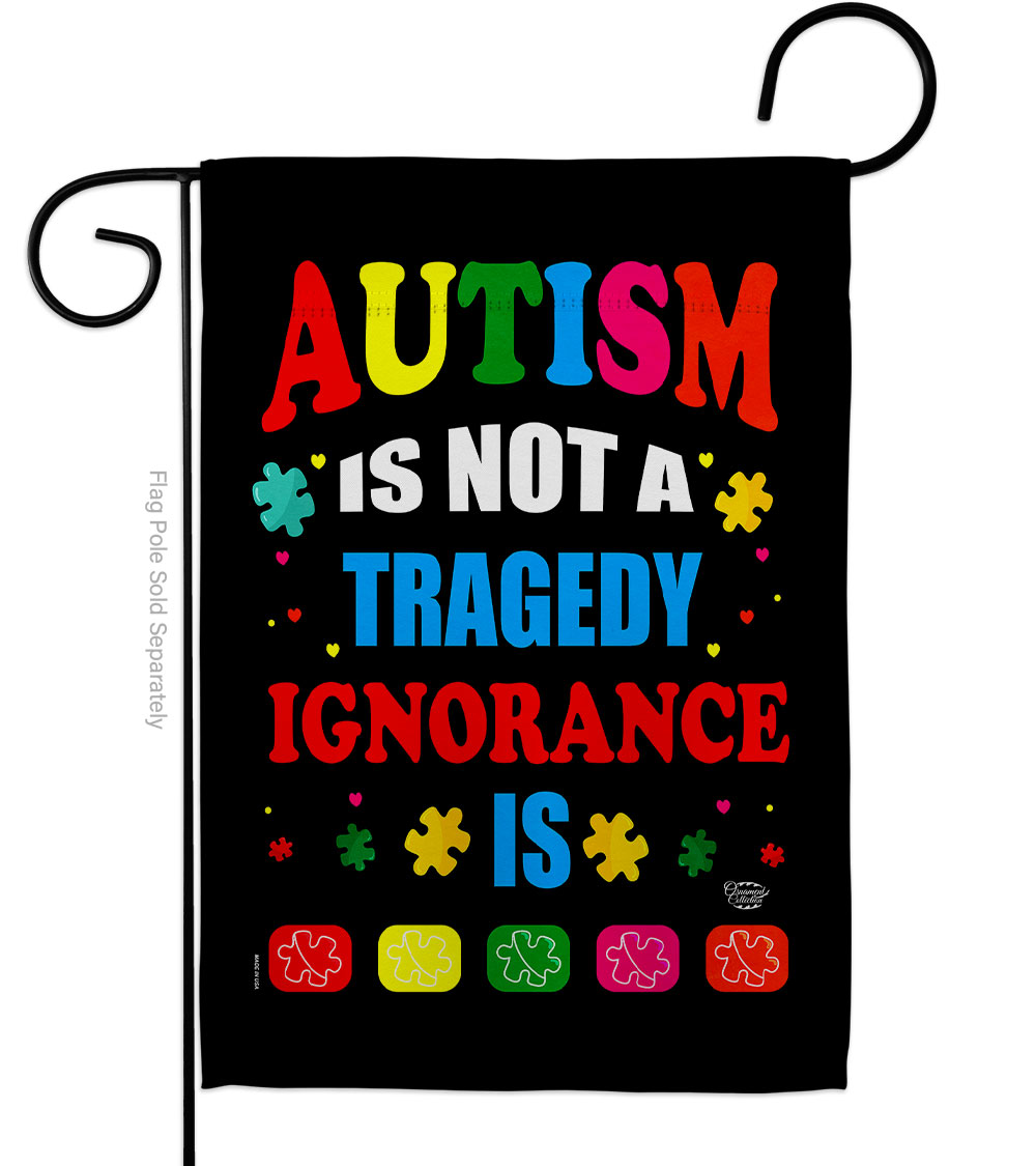 13 x 18.5 in. Austism Not Tragedy Support Awareness Vertical Garden Flag with Double-Sided House Decoration Banner Yard Gift