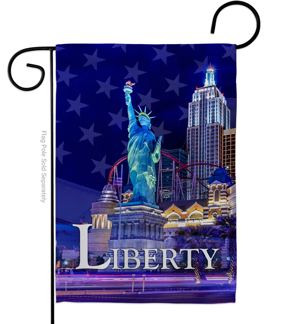 G191054-BO 13 x 18.5 in. Freedom of Liberty American Star & Stripes Vertical Garden Flag with Double-Sided House Decoration Banner Yard Gift