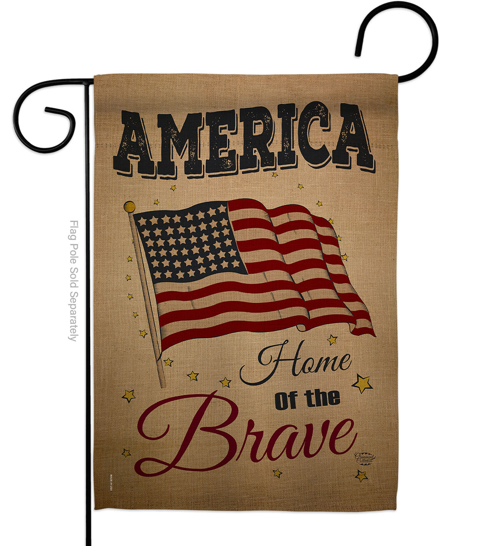 13 x 18.5 in. America Home of the Brave American Star & Stripes Vertical Garden Flag with Double-Sided House Decoration Banner Yard Gift