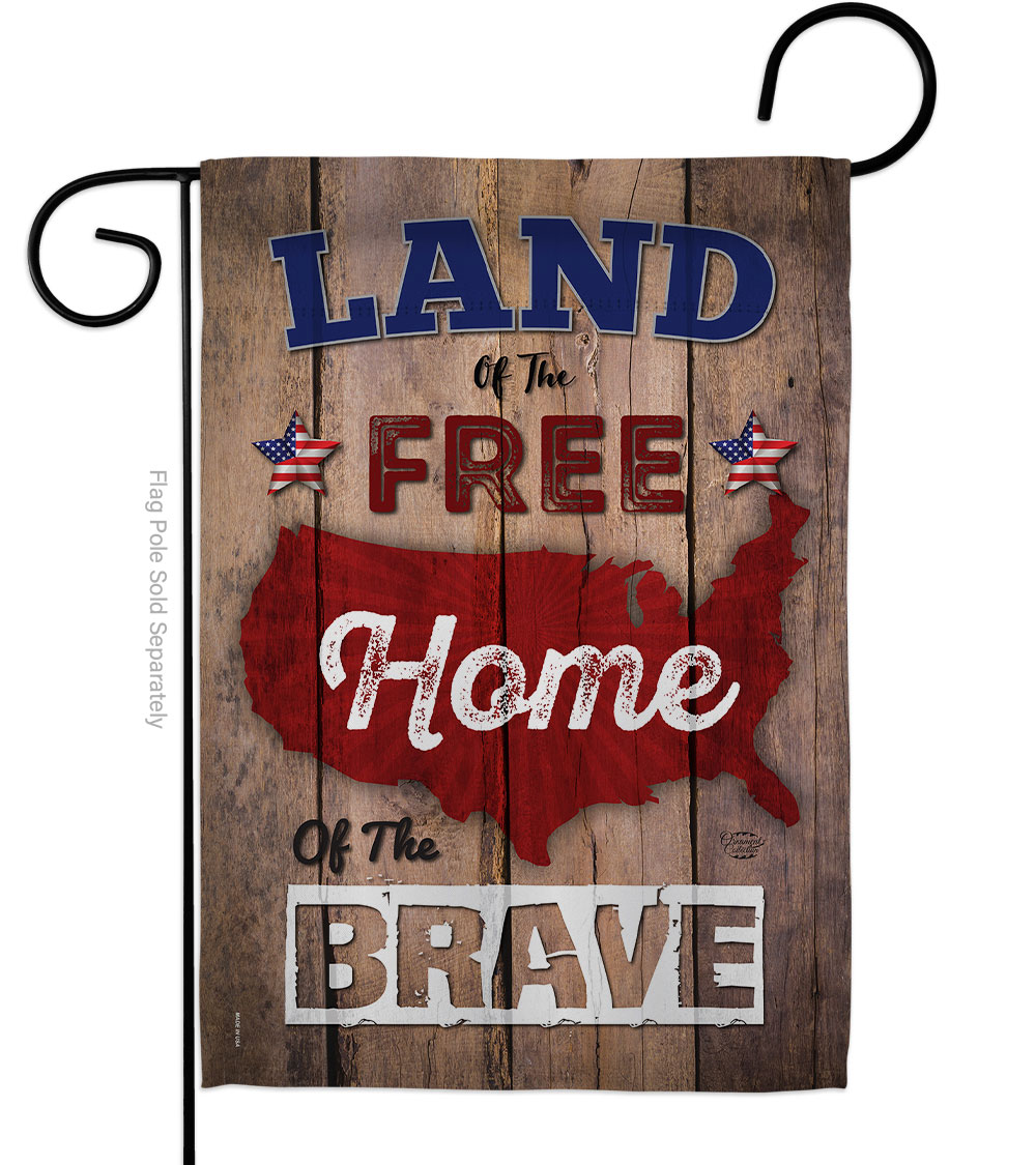G191110-BO 13 x 18.5 in. Land of the Free Home Brave American Star & Stripes Vertical Garden Flag with Double-Sided House Decoration Banner Yard Gift