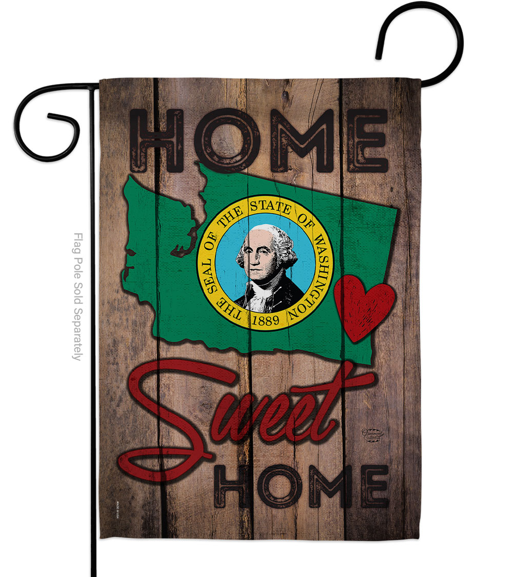 G191113-BO 13 x 18.5 in. State Washington Home Sweet American State Vertical Garden Flag with Double-Sided House Decoration Banner Yard Gift