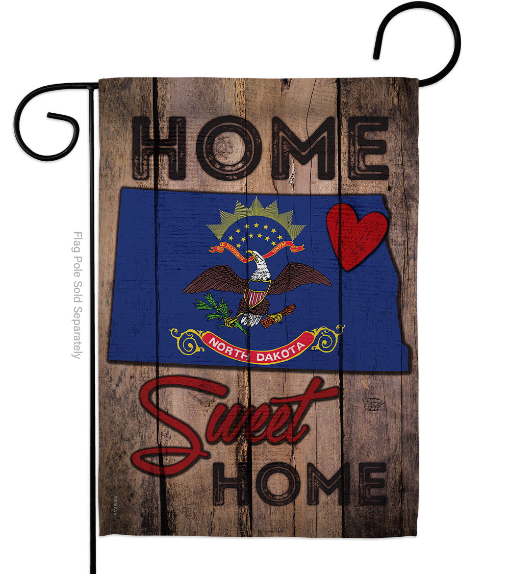 G191123-BO 13 x 18.5 in. State North Dakota Home Sweet American State Vertical Garden Flag with Double-Sided House Decoration Banner Yard Gift