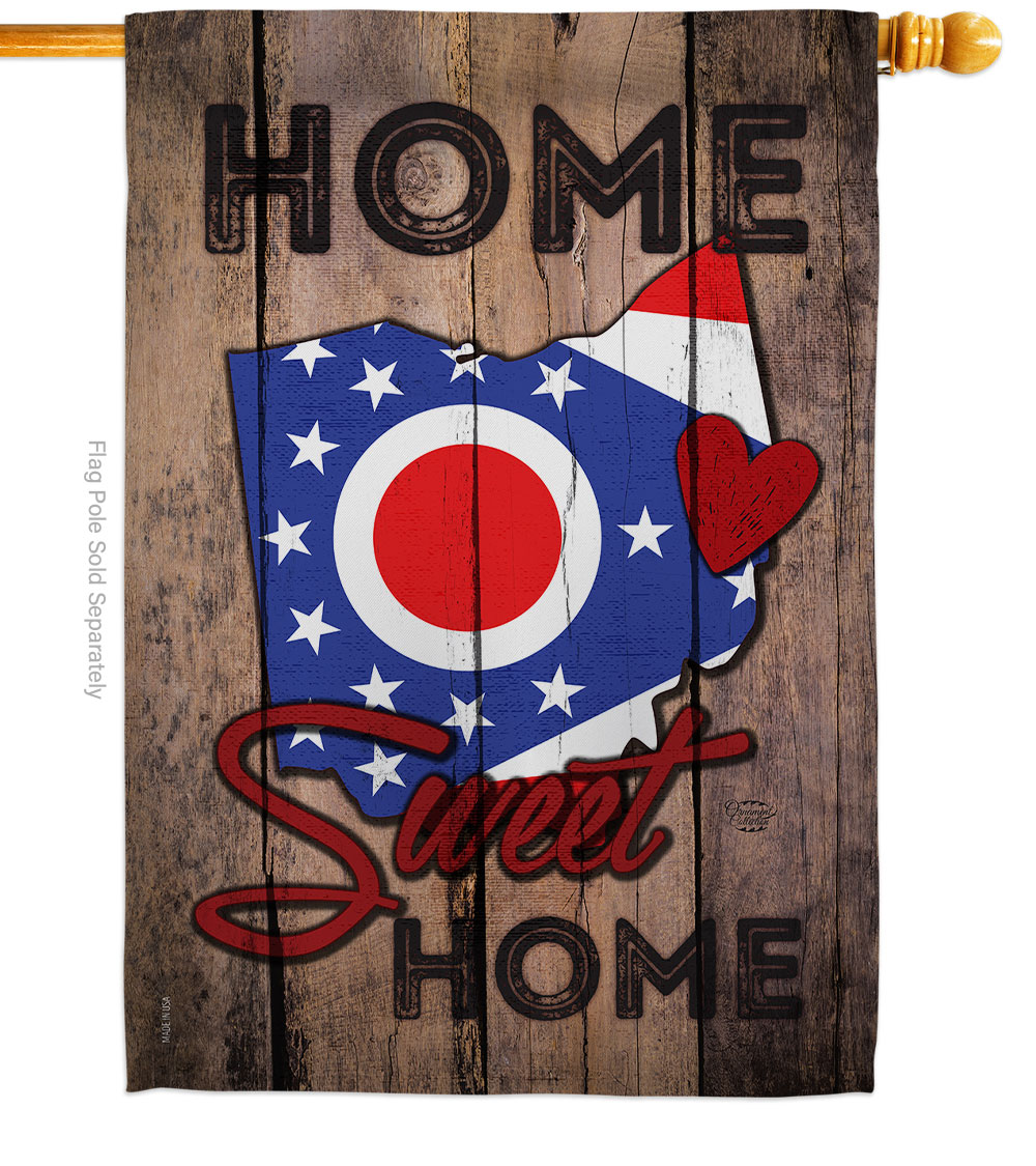 H191137-BO 28 x 40 in. State Ohio Home Sweet American State Vertical House Flag with Double-Sided Decorative Banner Garden Yard Gift