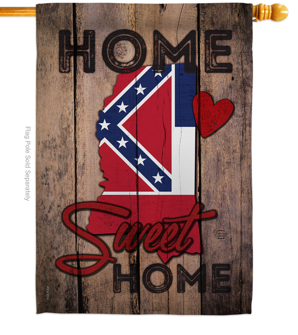 H191138-BO 28 x 40 in. State Mississippi Home Sweet American State Vertical House Flag with Double-Sided Decorative Banner Garden Yard Gift