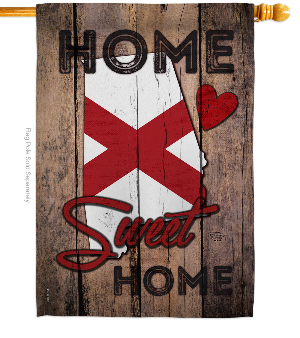 H191140-BO 28 x 40 in. State Alabama Home Sweet American State Vertical House Flag with Double-Sided Decorative Banner Garden Yard Gift