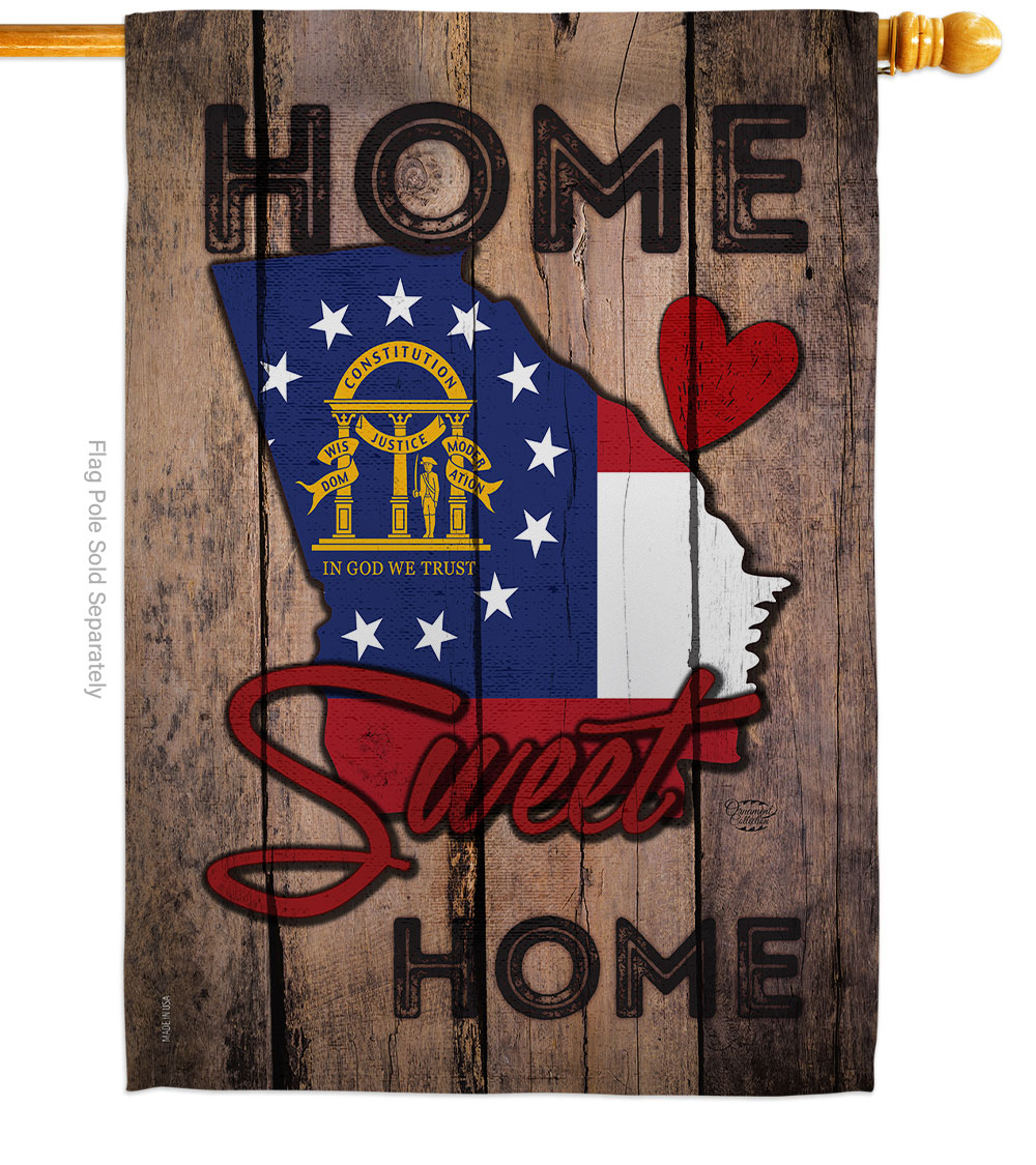 H191141-BO 28 x 40 in. State Georgia Home Sweet American State Vertical House Flag with Double-Sided Decorative Banner Garden Yard Gift