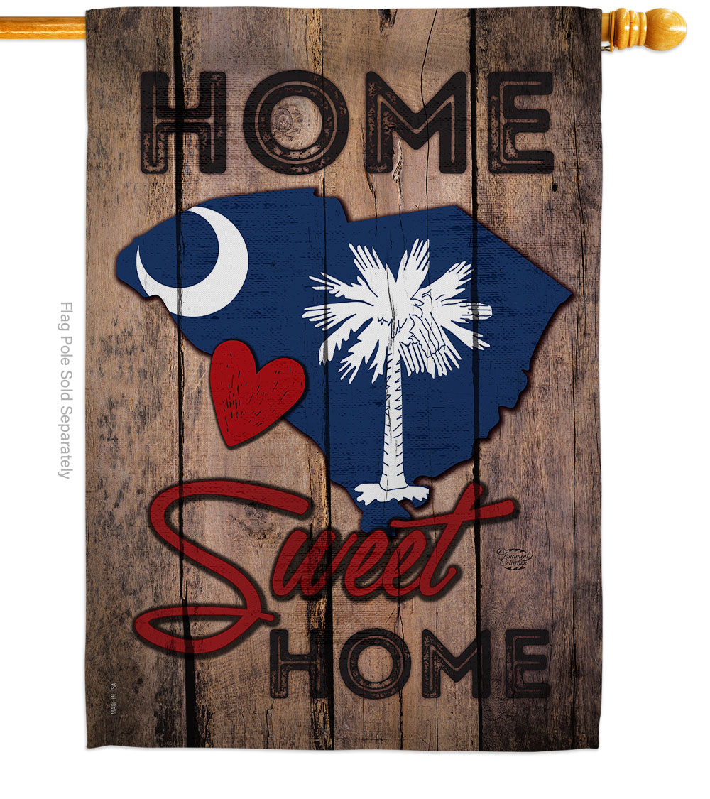 H191142-BO 28 x 40 in. State South Carolina Home Sweet American State Vertical House Flag with Double-Sided Decorative Banner Garden Yard Gift