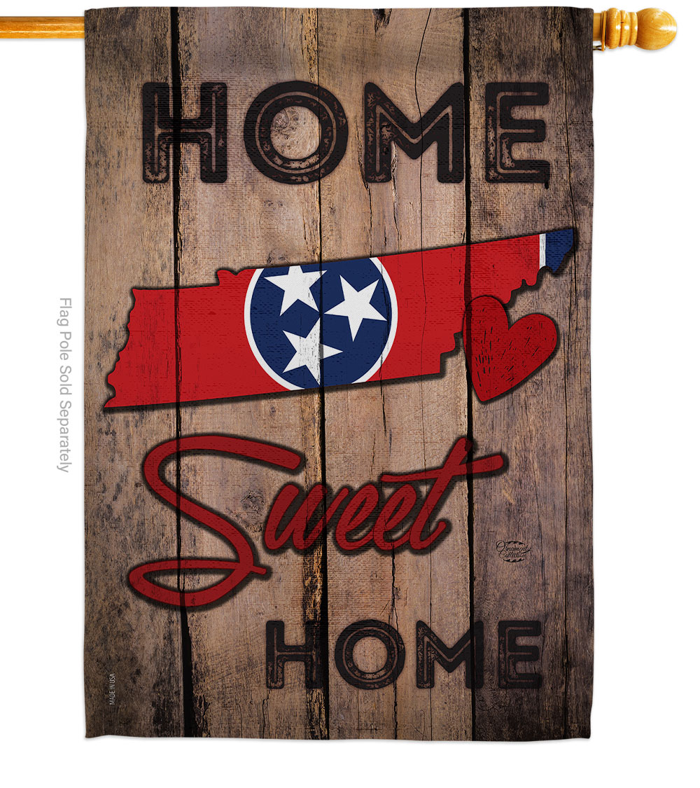 H191143-BO 28 x 40 in. State Tennessee Home Sweet American State Vertical House Flag with Double-Sided Decorative Banner Garden Yard Gift