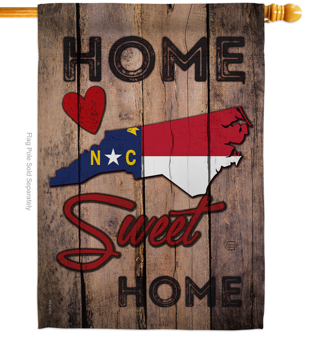 H191144-BO 28 x 40 in. State North Carolina Home Sweet American State Vertical House Flag with Double-Sided Decorative Banner Garden Yard Gift