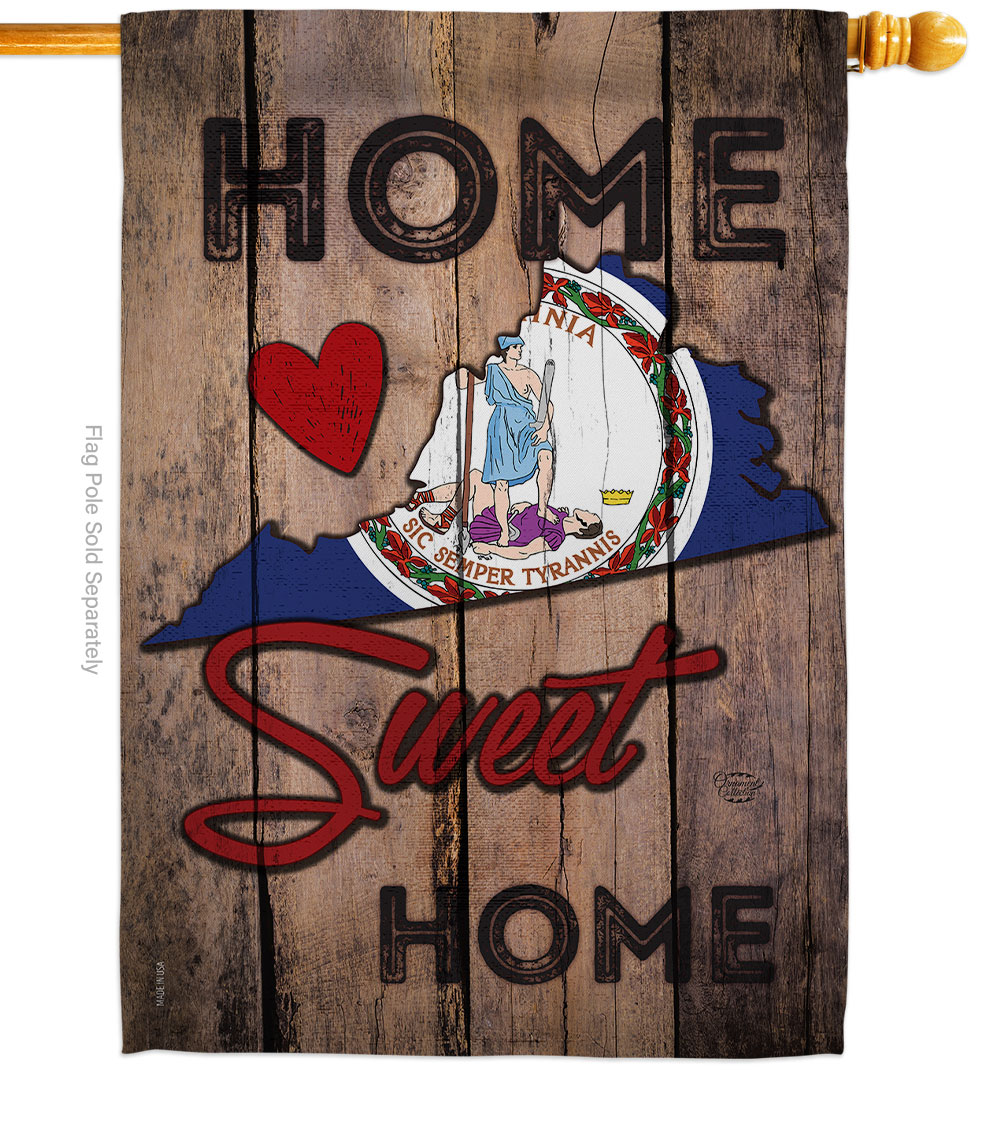 H191145-BO 28 x 40 in. State Virginia Home Sweet American State Vertical House Flag with Double-Sided Decorative Banner Garden Yard Gift