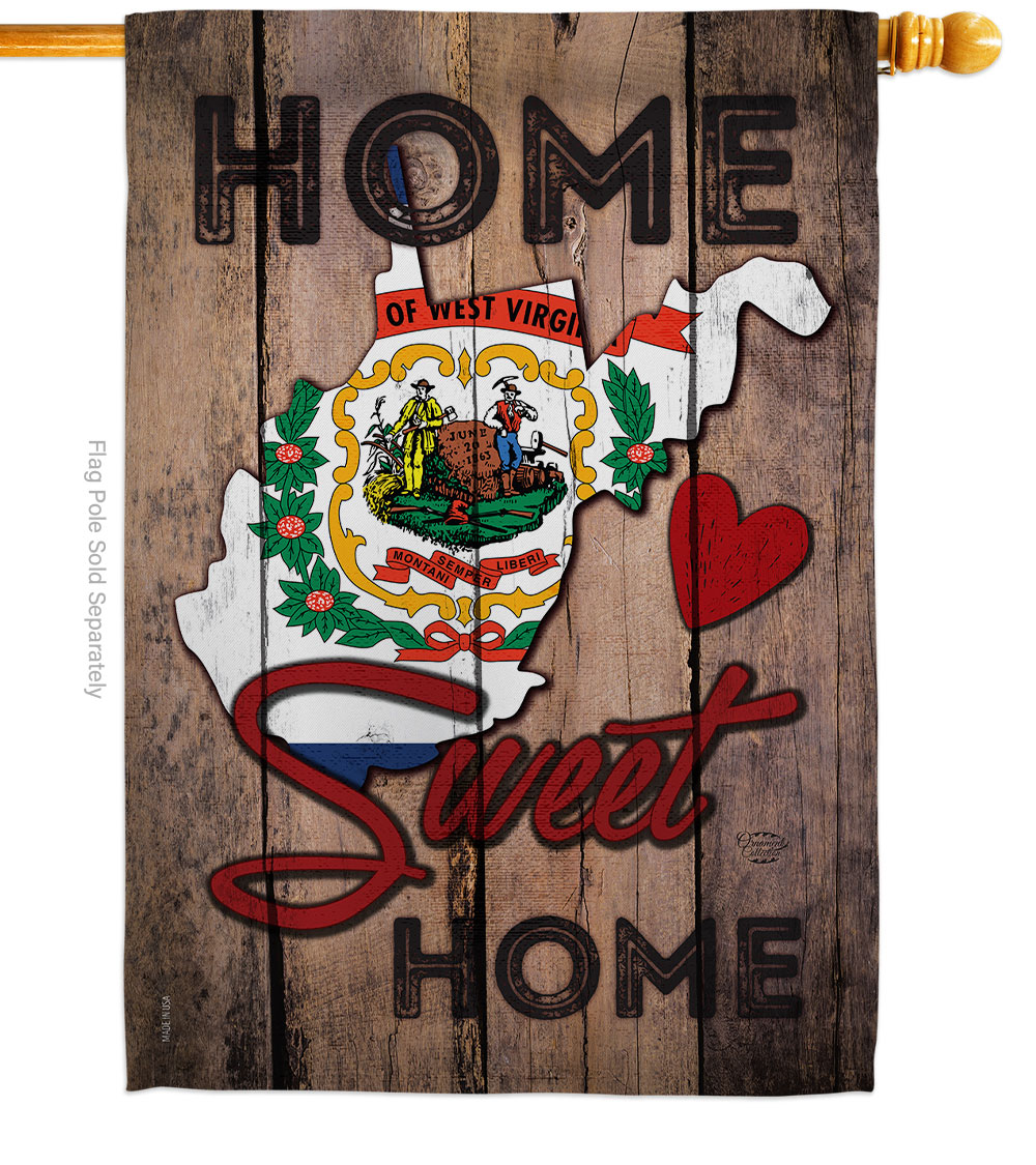 H191146-BO 28 x 40 in. State West Virginia Home Sweet American State Vertical House Flag with Double-Sided Decorative Banner Garden Yard Gift