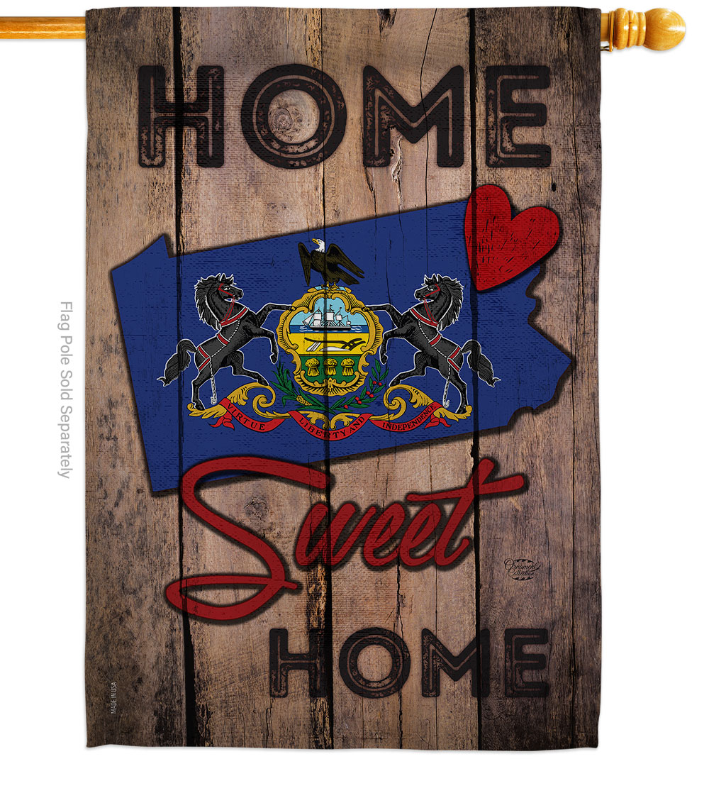 H191147-BO 28 x 40 in. State Pennsylvania Home Sweet American State Vertical House Flag with Double-Sided Decorative Banner Garden Yard Gift