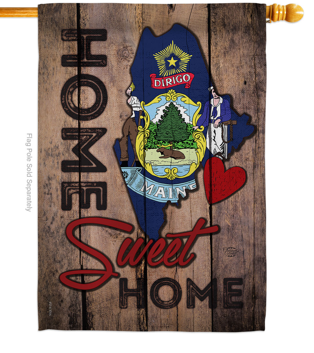 H191148-BO 28 x 40 in. State Maine Home Sweet American State Vertical House Flag with Double-Sided Decorative Banner Garden Yard Gift