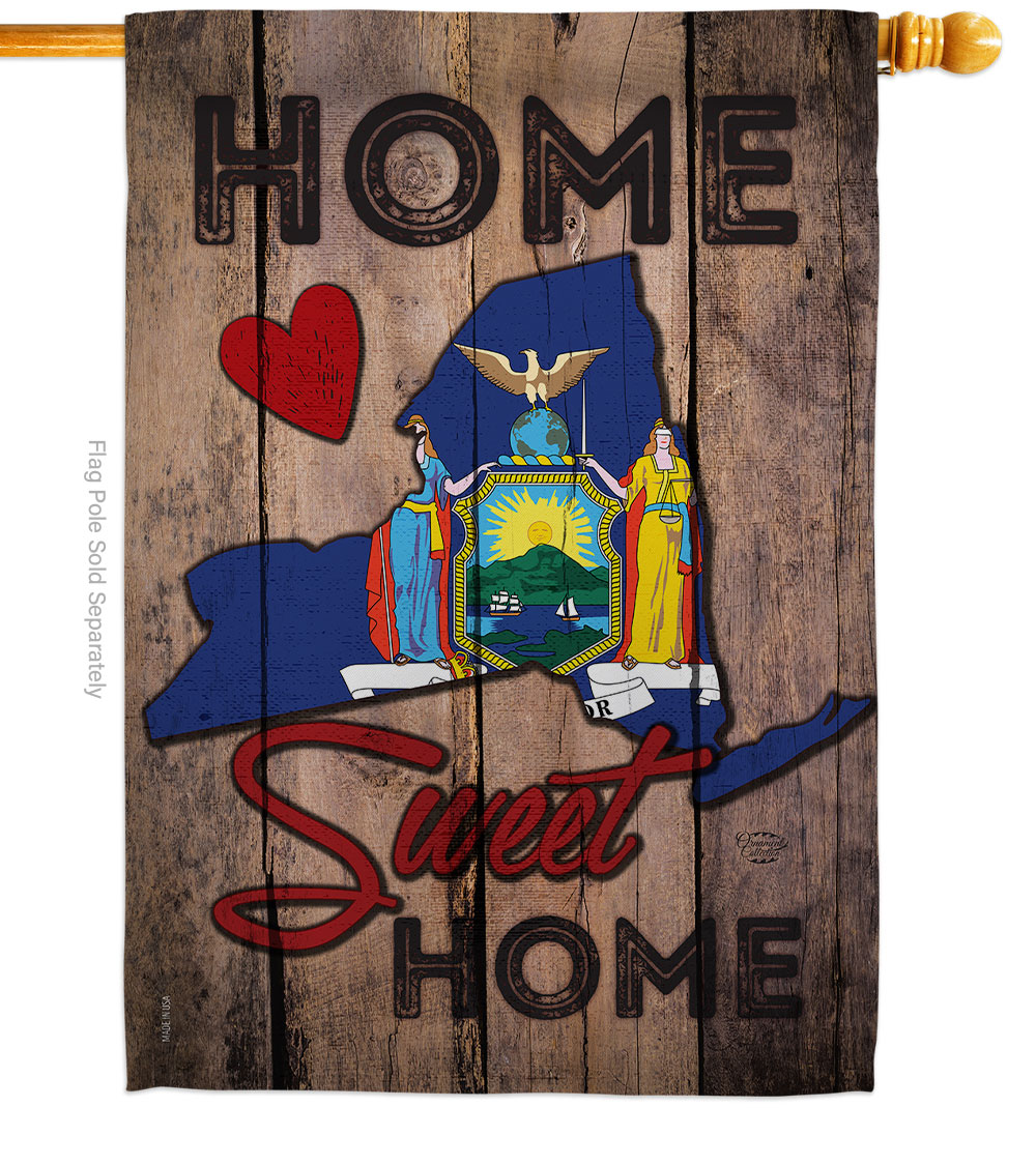 H191149-BO 28 x 40 in. State New York Home Sweet American State Vertical House Flag with Double-Sided Decorative Banner Garden Yard Gift