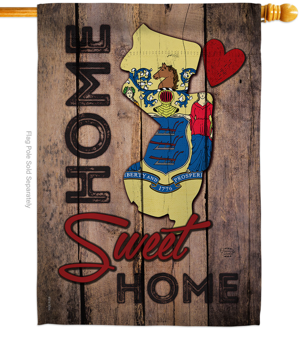 H191150-BO 28 x 40 in. State New Jersey Home Sweet American State Vertical House Flag with Double-Sided Decorative Banner Garden Yard Gift