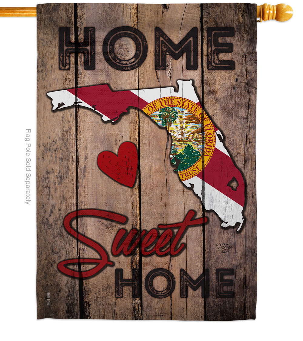 H191151-BO 28 x 40 in. State Florida Home Sweet American State Vertical House Flag with Double-Sided Decorative Banner Garden Yard Gift