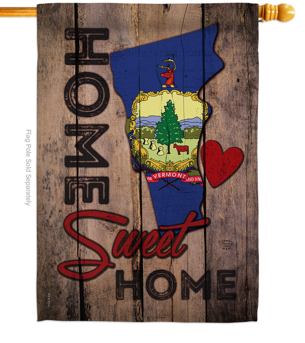 H191153-BO 28 x 40 in. State Vermont Home Sweet American State Vertical House Flag with Double-Sided Decorative Banner Garden Yard Gift