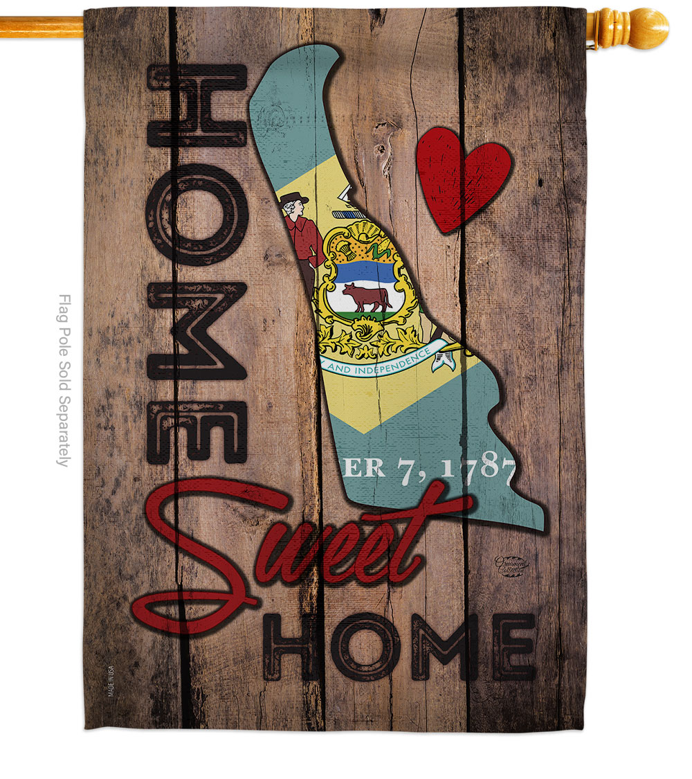 H191154-BO 28 x 40 in. State Delaware Home Sweet American State Vertical House Flag with Double-Sided Decorative Banner Garden Yard Gift
